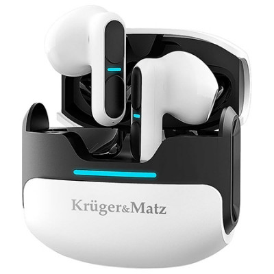 Casti Bluetooth Kruger Matz TWS M8, calitate ridicata a sunetului, Alb foto