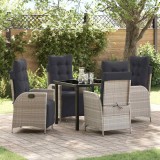 VidaXL Set de masă pentru grădină 5 pcs Gri deschis Rattan poli