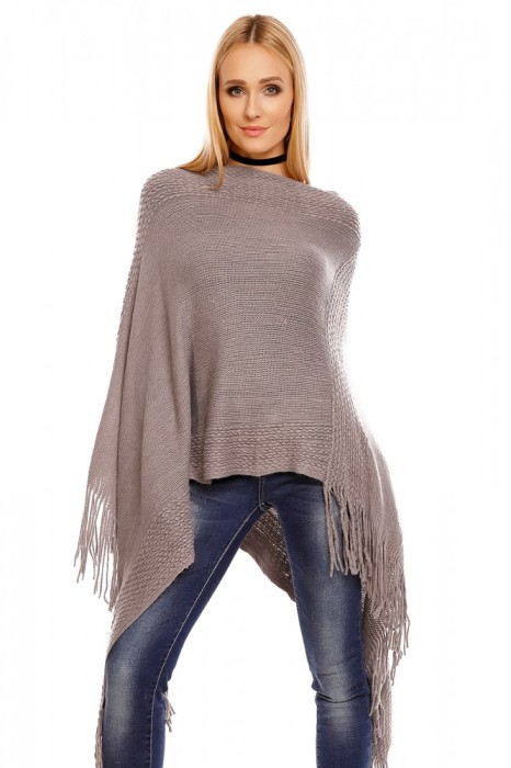 K553-181 Cardigan tip poncho accesorizat cu franjuri