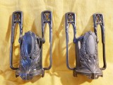 DOUA SUPORTURI PENTRU VAZE DE FLORI DIN METAL ARGINTAT-STIL ART NOUVEAU-ATELIER EUROPEAN CCA 1900