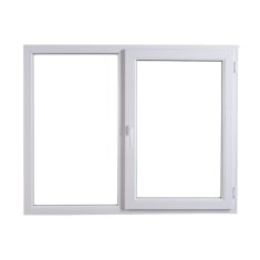 Fereastra PVC termopan Trocal, 5 camere, alb, 146 x 116 cm, fixa + dubla deschidere, dreapta