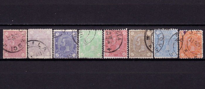 ✅ RO 1890 ,LP 47 ,&quot;Carol I - Cifra in 4 colturi &quot; , serie + varietate 3B violet , stampile frumoase
