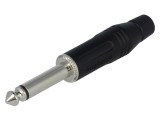 Conector Jack 6,3mm mufă tată mono, 2 piste, drept, pentru cablu