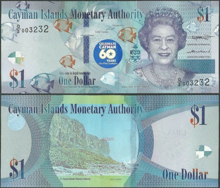 !!! F. RARR : CAYMAN ISLANDS - 1 DOLAR 2020 , COMM - P 44 - UNC / 60 DE ANI CONSTITUTIE