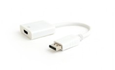 CABLU video GEMBIRD, adaptor DisplayPort (T) la HDMI (M), 10cm, rezolutie maximaFull HD (1920 x 1080) la 60Hz, alb, &amp;quot;A-DPM-HDMIF-002-W&amp;quot; (timbru verde foto