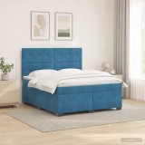 Cumpara ieftin Pat boxspring cu saltea albastru 160 x 200 cm Catifea