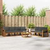 vidaXL Set de canapele de exterior cu pernă 8 pcs Natural și Antracit 3366120