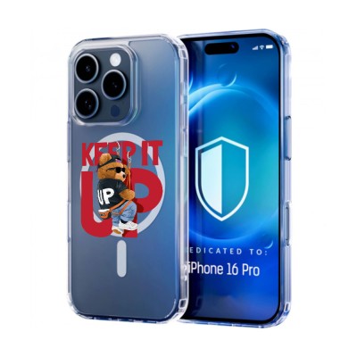 Husa pentru iphone 16 pro, atasare magnetica, magsafe, keep it up, clear foto