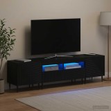 Cumpara ieftin Set de 3 piese pentru TV cu LED Negru Lemn prelucrat
