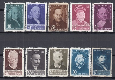 ROMANIA 1956 LP 423 ANIVERSARI CULTURALE SERIE STAMPILATA foto