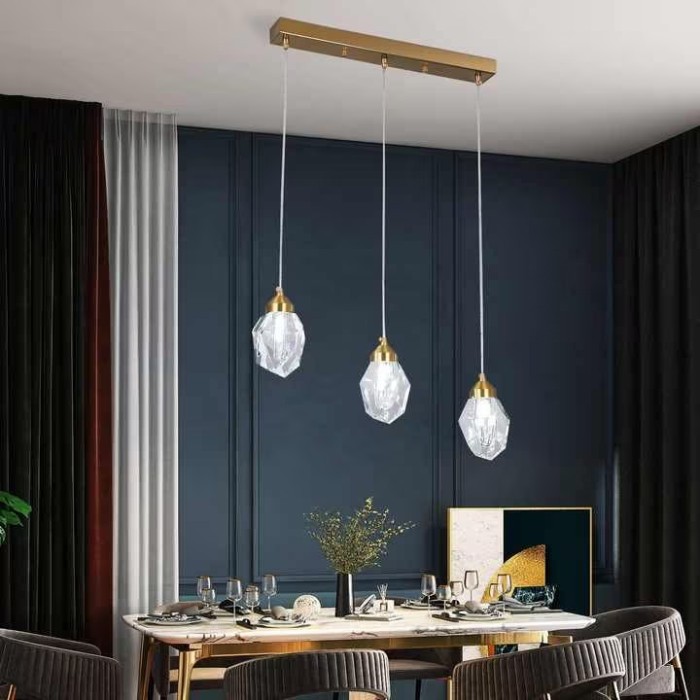 Greelustr Candelabru C3-SHDD-JS, Candelabru auriu din metal+cristal, pentru living, dormitor, bucatarie