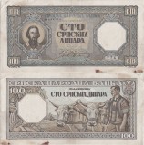 1943 (1 I), 100 dinara (P-33) - Serbia