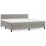 Cumpara ieftin Pat box spring cu saltea, gri deschis, 200x200 cm, catifea