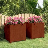 vidaXL Jardiniere cu picioare 2 buc. ruginiu 50x50x50 cm oțel corten 823683