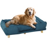 PawHut Canapea pentru C&acirc;ini p&acirc;nă la 30 kg cu Pernă Detașabilă, 96x66x24 cm, Albastru | Aosom Romania