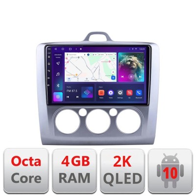 Navigatie Ford Focus clima manuala C-140-manual Android Octa Core Ecran 2K QLED GPS 4G 4+32GB 360 KIT-140-manual+EDT-E409-2K CarStore Technology foto