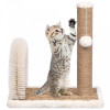 VidaXL Ansamblu pisici, perie arcuită de &icirc;ngrijire &amp; st&acirc;lp de zg&acirc;riat
