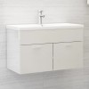 VidaXL Dulap de chiuvetă, alb extralucios, 80x38,5x46 cm, PAL 804662