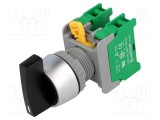 Comutator rotativ 22mm AUSPICIOUS 1 NO x2 negru fără IP65