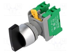 Comutator rotativ 22mm AUSPICIOUS 1 NO x2 negru fără IP65