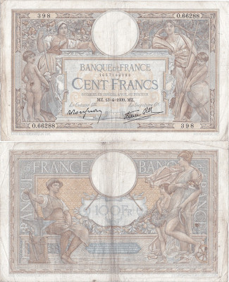 1939 (13 IV), 100 francs (P-86b.13) - Franța foto