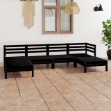 Gossi set mobilier de gradina, 6 piese, negru, lemn masiv de pin