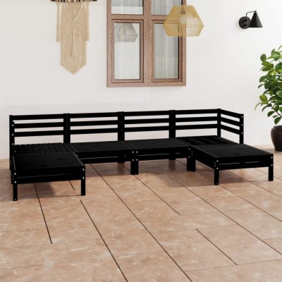 Gossi set mobilier de gradina, 6 piese, negru, lemn masiv de pin foto