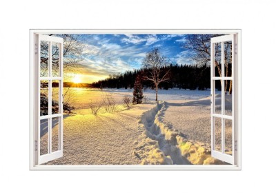 Sticker decorativ, Fereastra 3D, Zapada, 85 cm, 613STK foto