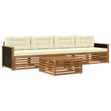 vidaXL Set de canapele de exterior cu pernă 5 pcs Natural și Crem 3382983