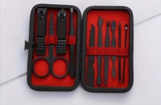 Set trusa manichiura si pedichiura, ingrijire fata, 10 instrumente, Negru
