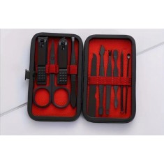 Set trusa manichiura si pedichiura, ingrijire fata, 10 instrumente, Negru