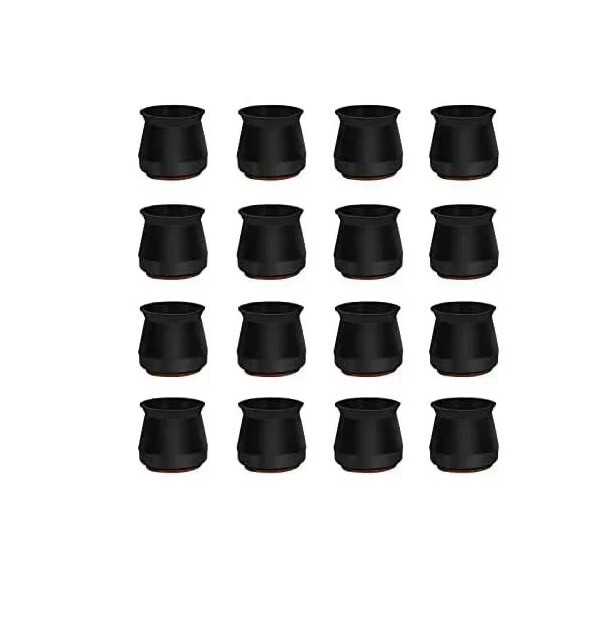 Set 16 protectii pentru picioarele mobilierului, 23 x 19 mm, silicon, pasla, negru