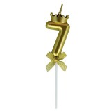 Lumanare pentru tort cifra 7, model coroana, gold, flippy, party