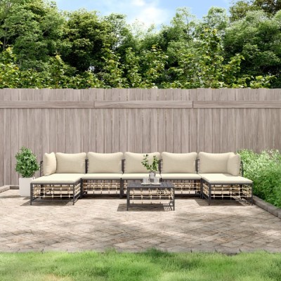 vidaXL Set mobilier de grădină cu perne, 8 piese, antracit, poliratan 3186784 foto