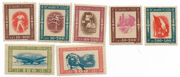 Romania (297) - Tineretul Progresist, 1946 - serie + Posta Aeriana neobliterate