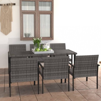 Gossi set mobilier de gradina, 7 piese, gri, poliratan foto