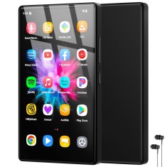 Player MP4 cu Touchscreen, Ecran 5 inch, 96GB, Suporta Card SD 512GB, Bluetooth 5.0, Sunet HiFi, Radio FM, Voce, USB-C, Casti, Husa, Folie, Negru