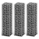 Cumpara ieftin Set gabioane, 3 buc, sarma galvanizata, 25 x 25 x 100 cm