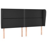 Cumpara ieftin Tablie de pat cu aripioare, negru, 203x23x118/128 cm, piele eco
