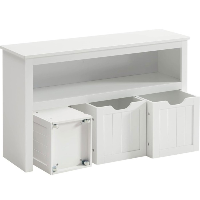 VASAGLE Comoda cu spatiu depozitare jucarii, 3 dulapuri mobile, 102x30x60 cm, alb Household NewTrend