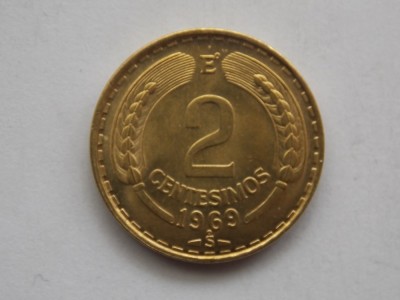 2 CENTESIMOS 1969 CHILE-AUNC foto
