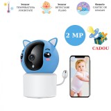 Cumpara ieftin Camera Supraveghere Bebe, WIFI, Senzor de Temperatura si Umiditate, Senzor Urmarire, Senzor Detectare Plans, Redare Cantece de Leagan, Aplicatie Tuya, Taggo