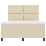 vidaXL Pat cu arcuri cu saltea cu led Crem 160 x 200 cm țesătură 3342961