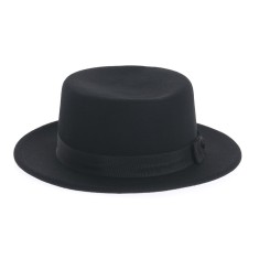 Palarie neagra retro cu accesoriu textil