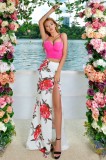 Z3-23 Fusta lunga cu crapatura in fata si imprimeu floral