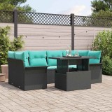 vidaXL Set de canapele pentru grădină cu pernă 7 pcs Negru Poli Rattan 3356959