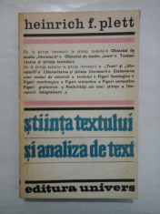 STIINTA TEXTULUI SI ANALIZA DE TEXT - Heinrich F. Plett foto