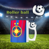 Cană cu minge fotbal &bdquo;Fotbal club Steaua Bucuresti&rdquo;, v3, sport, fotbal, suporter, alba, 330 ml