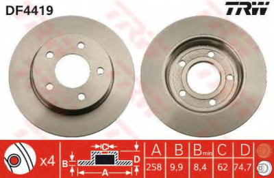 Disc frana MAZDA 3 Limuzina (BK) (1999 - 2009) TRW DF4419 foto