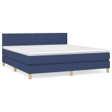 Cumpara ieftin Pat box spring cu saltea, albastru, 180x200 cm, material textil